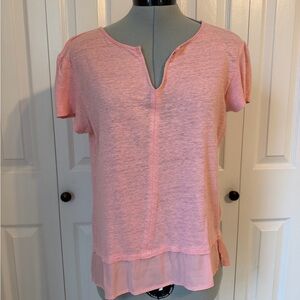 Sanctuary Heathered Pink Split-Neck Layered Hem Top